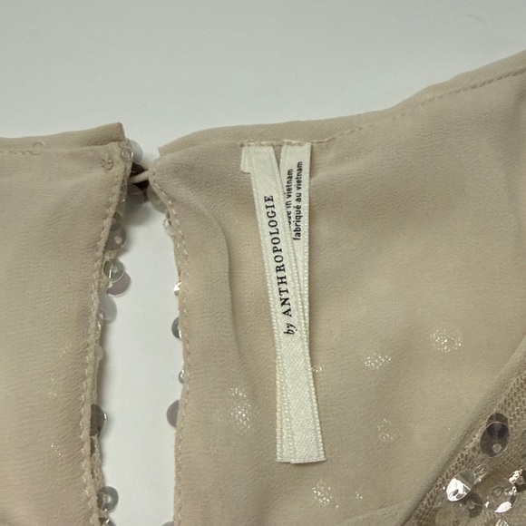 Anthropologie woman’s Sequin Beige Blouse - Picture 3 of 9